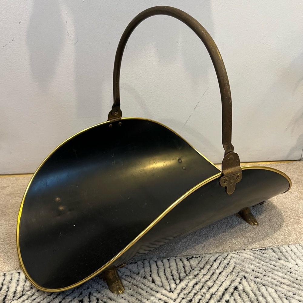 Brass and Black Lacquered Brass Log Holder